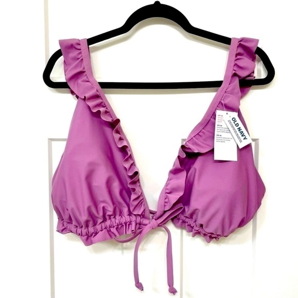 Old Navy Ruffle-Trimmed Triangle String Bikini Swim Top for Women NWT - Picture 5 of 7